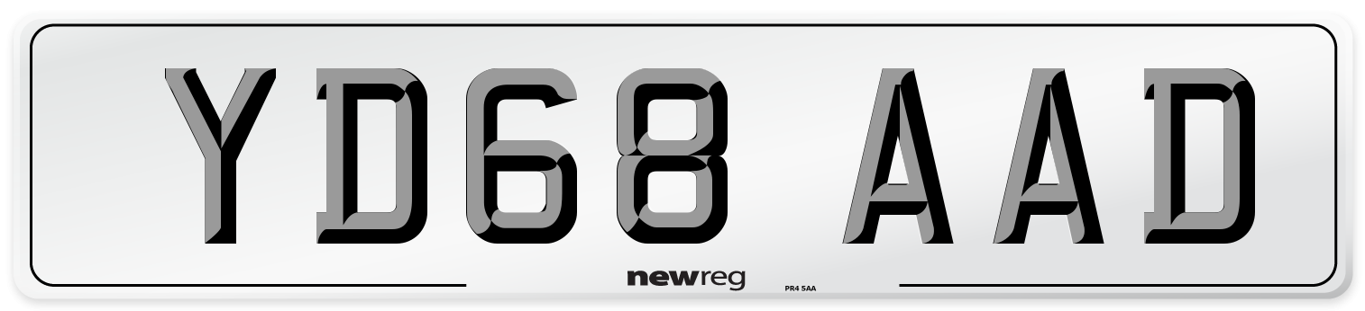 YD68 AAD Number Plate from New Reg